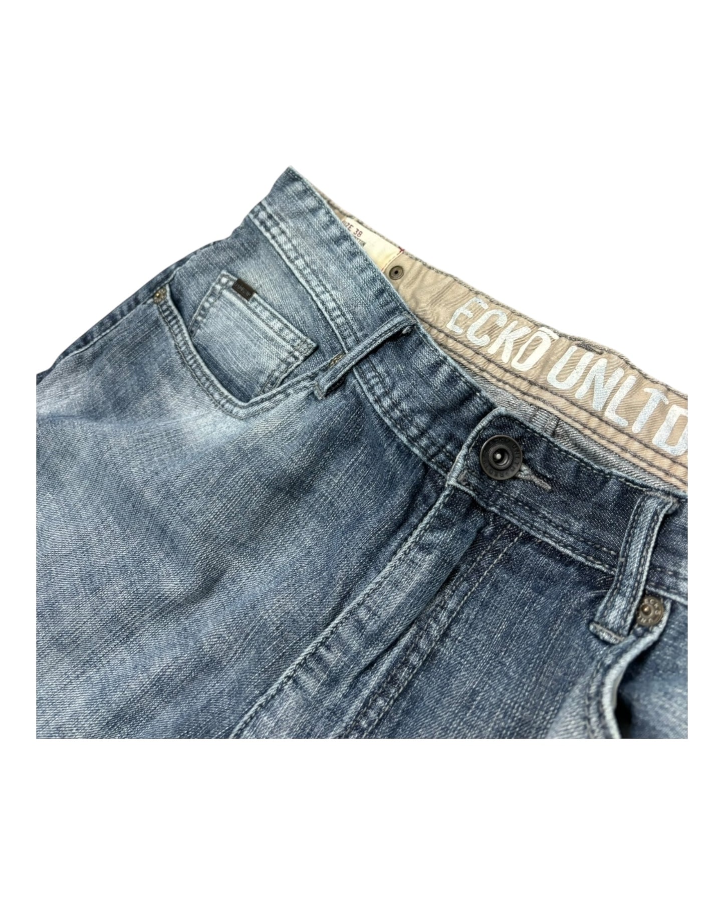 Y2K Ecko Blue Denim Shorts with a nice fade and baggy fit