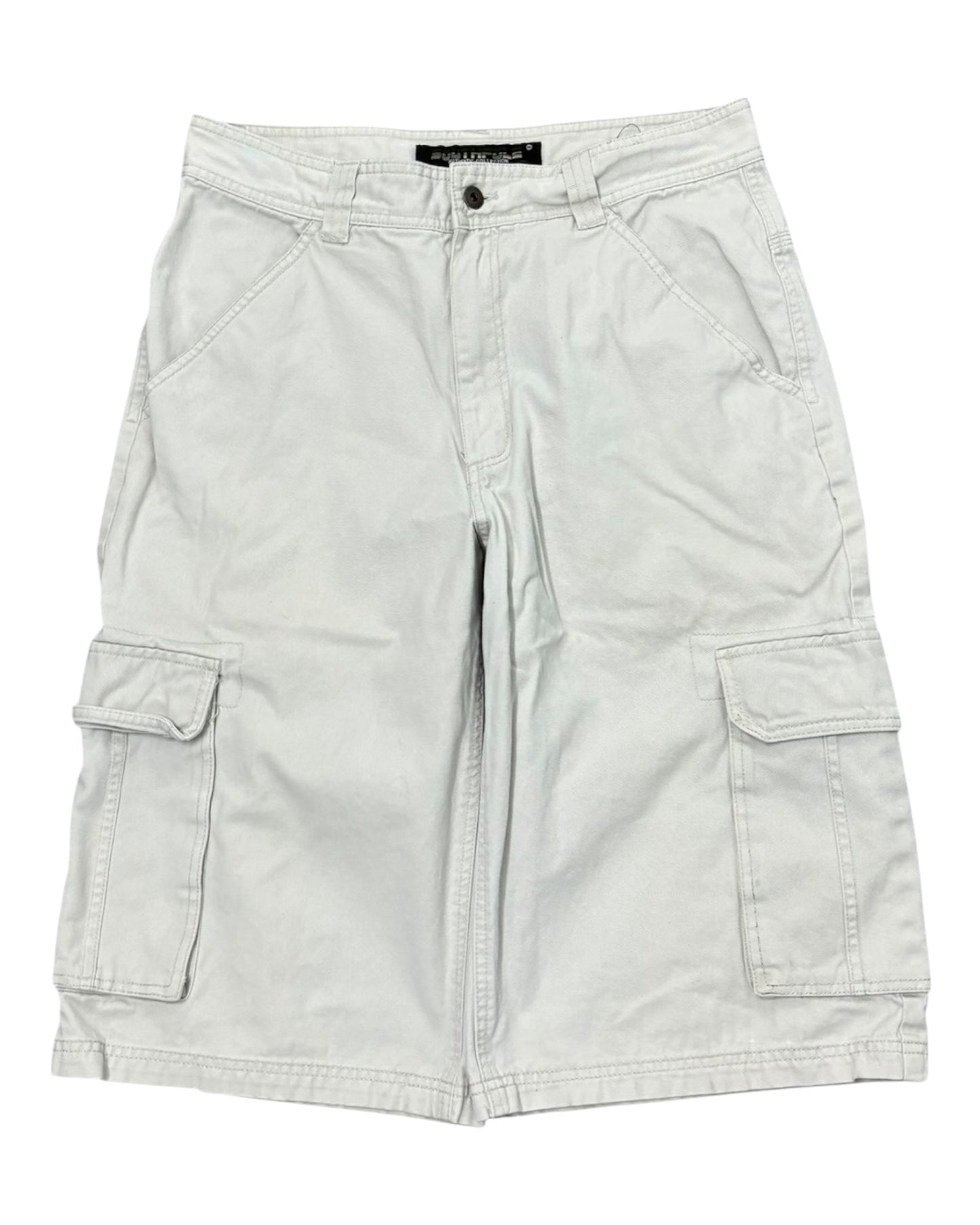 Y2K Southpole Cream cargo shorts with embroidered logo on back