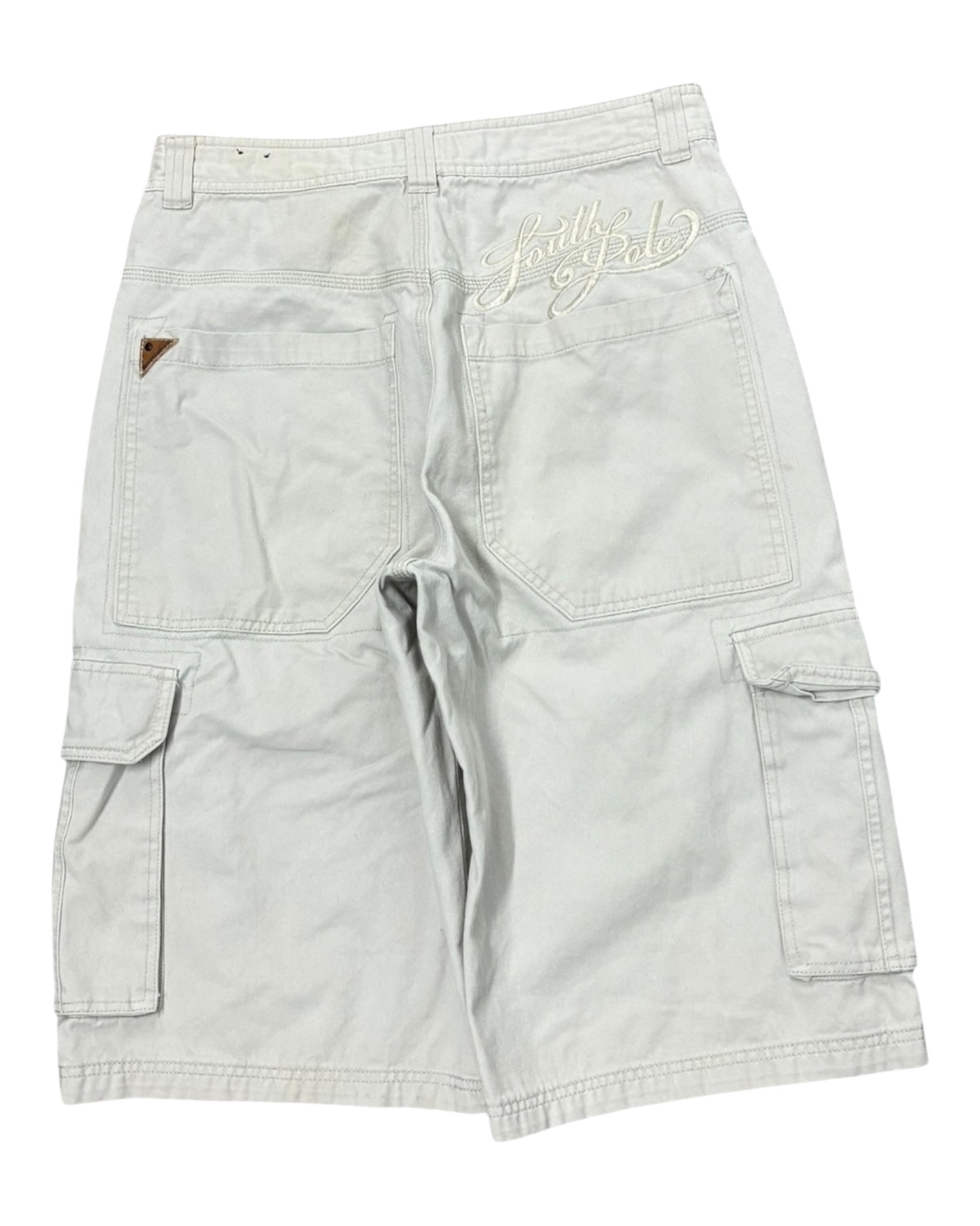 Y2K Southpole Cream cargo shorts with embroidered logo on back