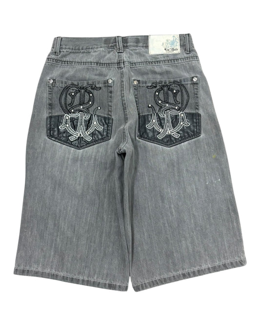 Y2K Southpole Premium Grey and Black Baggy Shorts with Back Pocket Hits