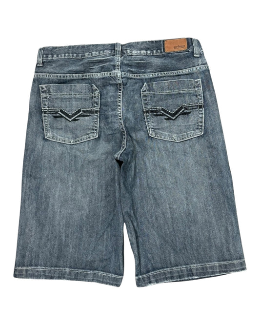 Y2K Urban Pipeline Baggy Jorts with Embroidered Back Pockets