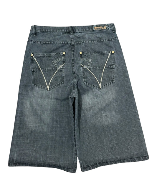 Y2K Indigo Shorts with embroidered pockets and baggy fit