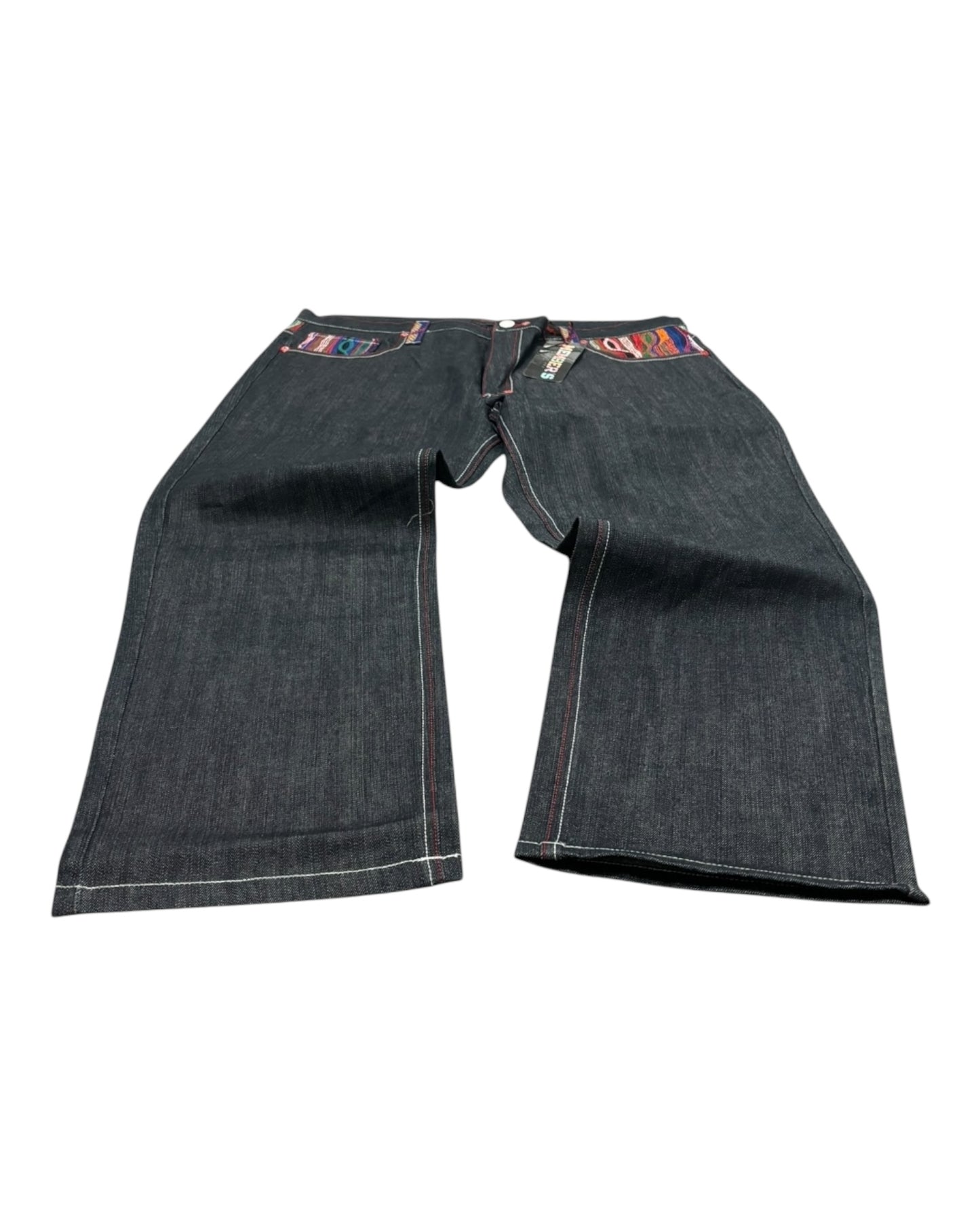 DS Y2K Baggy Coogi Style Members Property Jeans with Embroidered Back Pockets