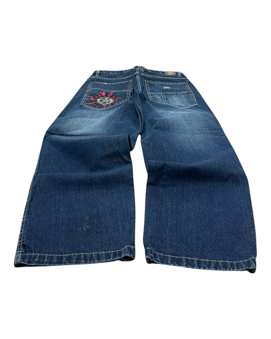 Y2K Embroidered Noiz Jeans with a Baggy Fit