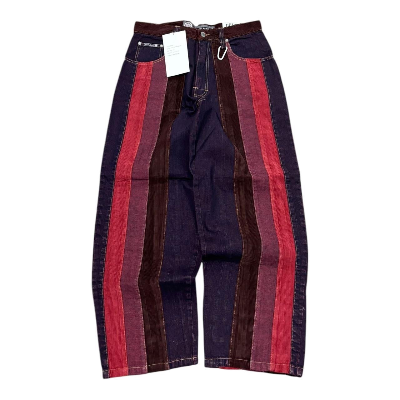 Noiz Rare Brown And Red Corduroy Wide Leg Jeans