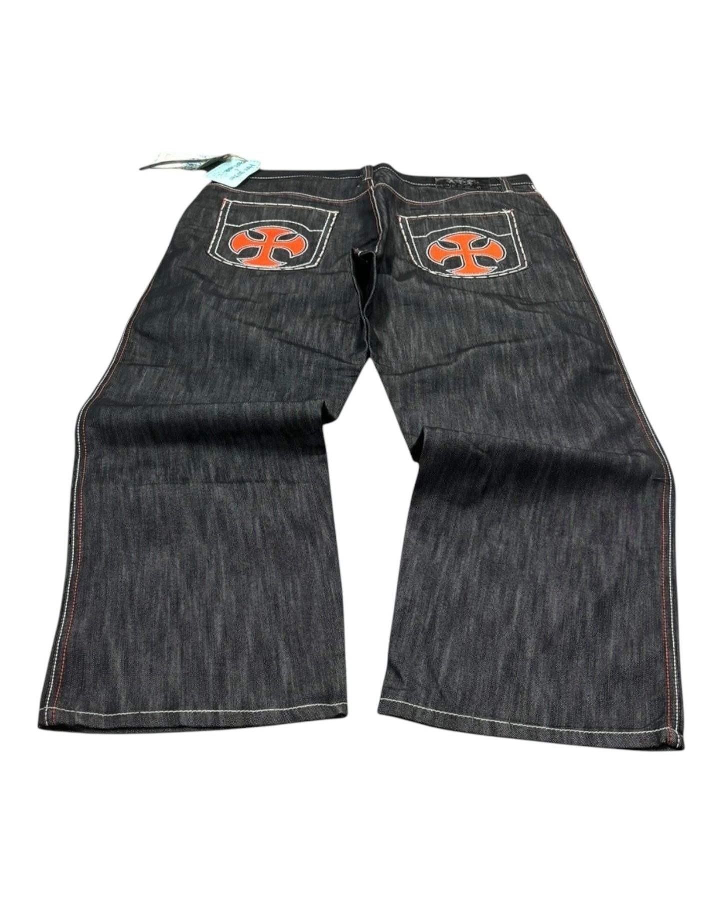 DS Baggy Y2K Direct Blue Embroidered Cross Jeans on Back Pockets