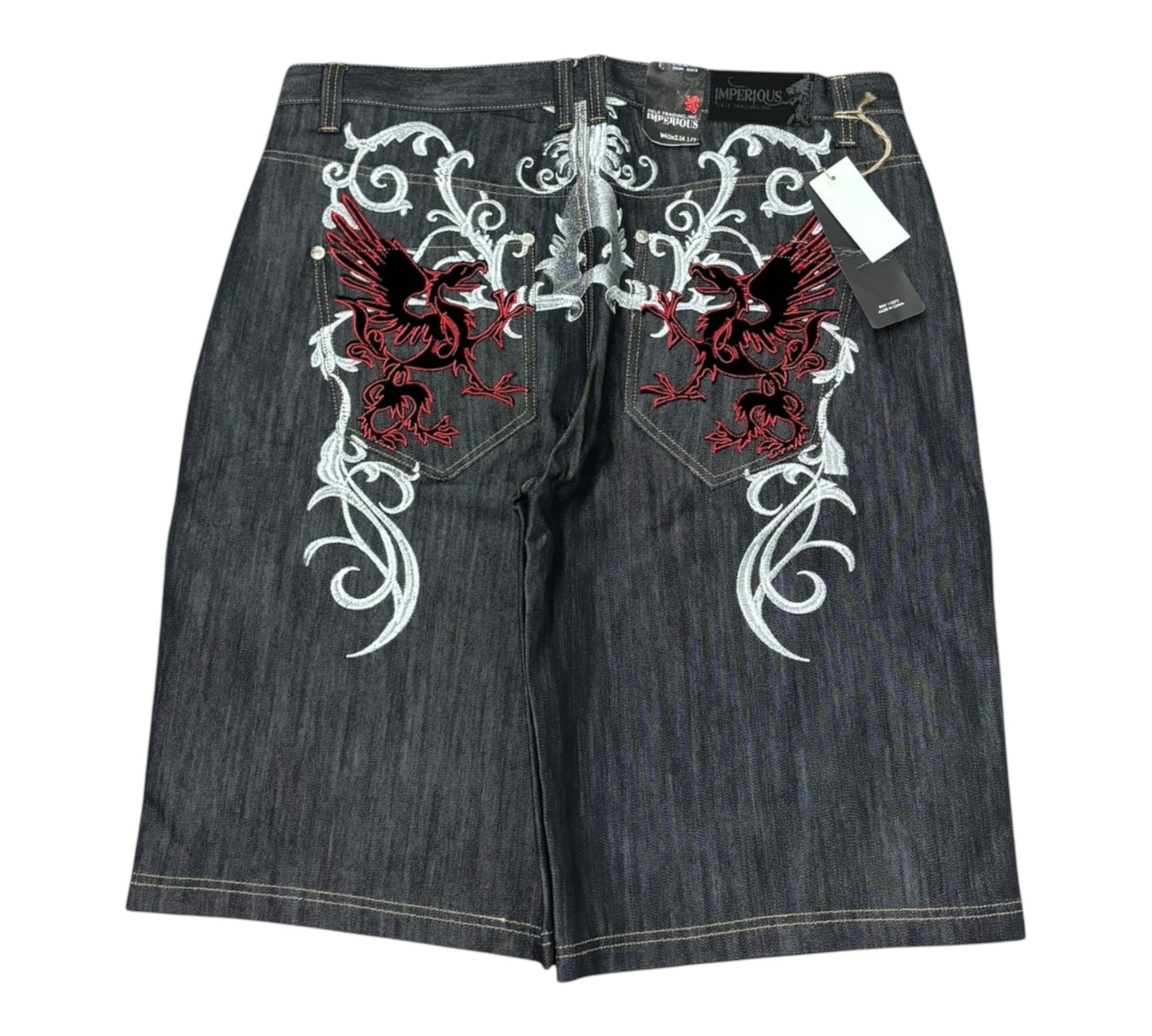 DS Y2K Embroidered Delf Shorts with tons of details and a baggy fit