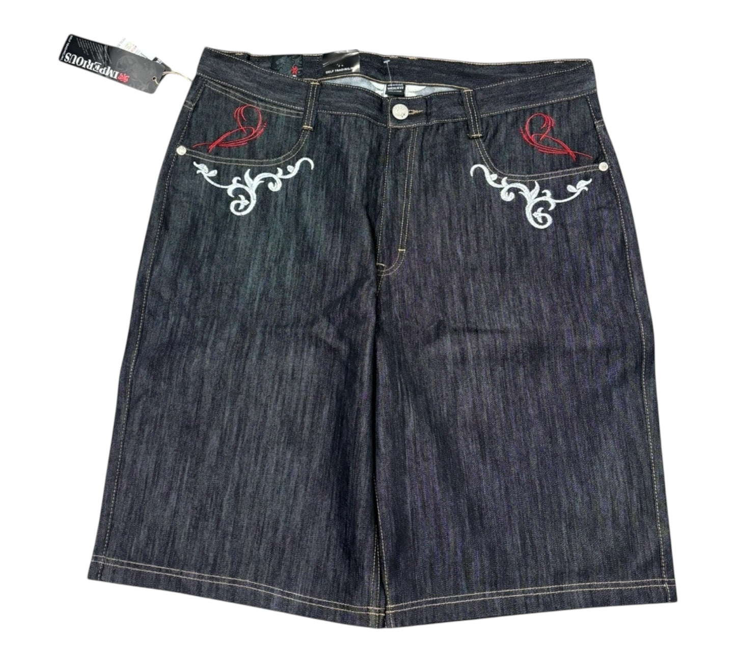 DS Y2K Embroidered Delf Shorts with tons of details and a baggy fit