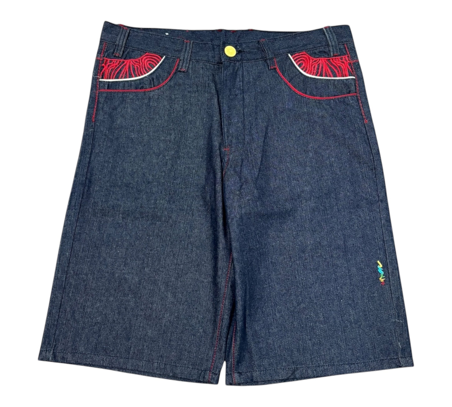 DS Y2K Baggy Coogi Jorts with lots of details and back pocket designs